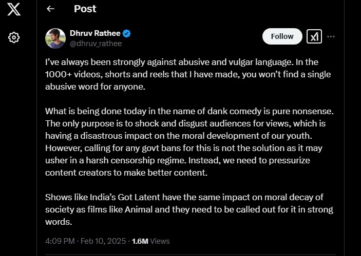 dhruv-rathee-criticizes-ranveer-allahbadia-comment-but-warns-against-ban