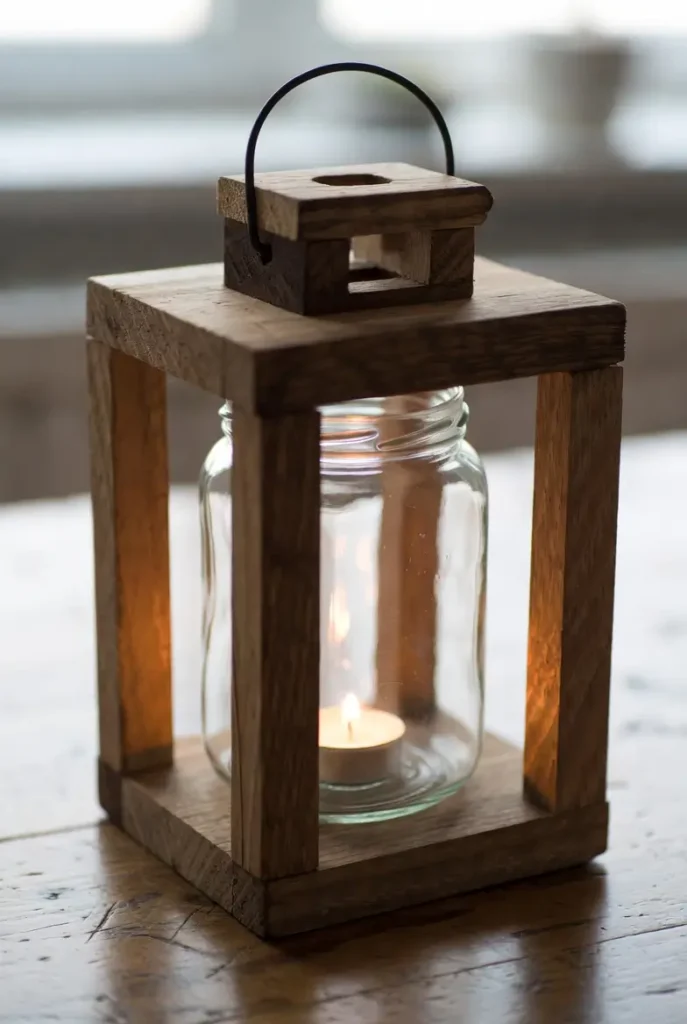 Upcycled Wooden Lantern décor 