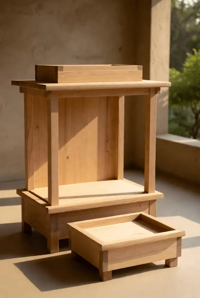Wooden Mandir Puja Chowki Home décor 